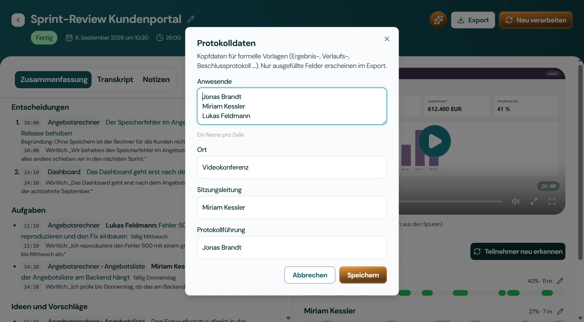 Export als PDF, Word & Markdown: Screenshot 2