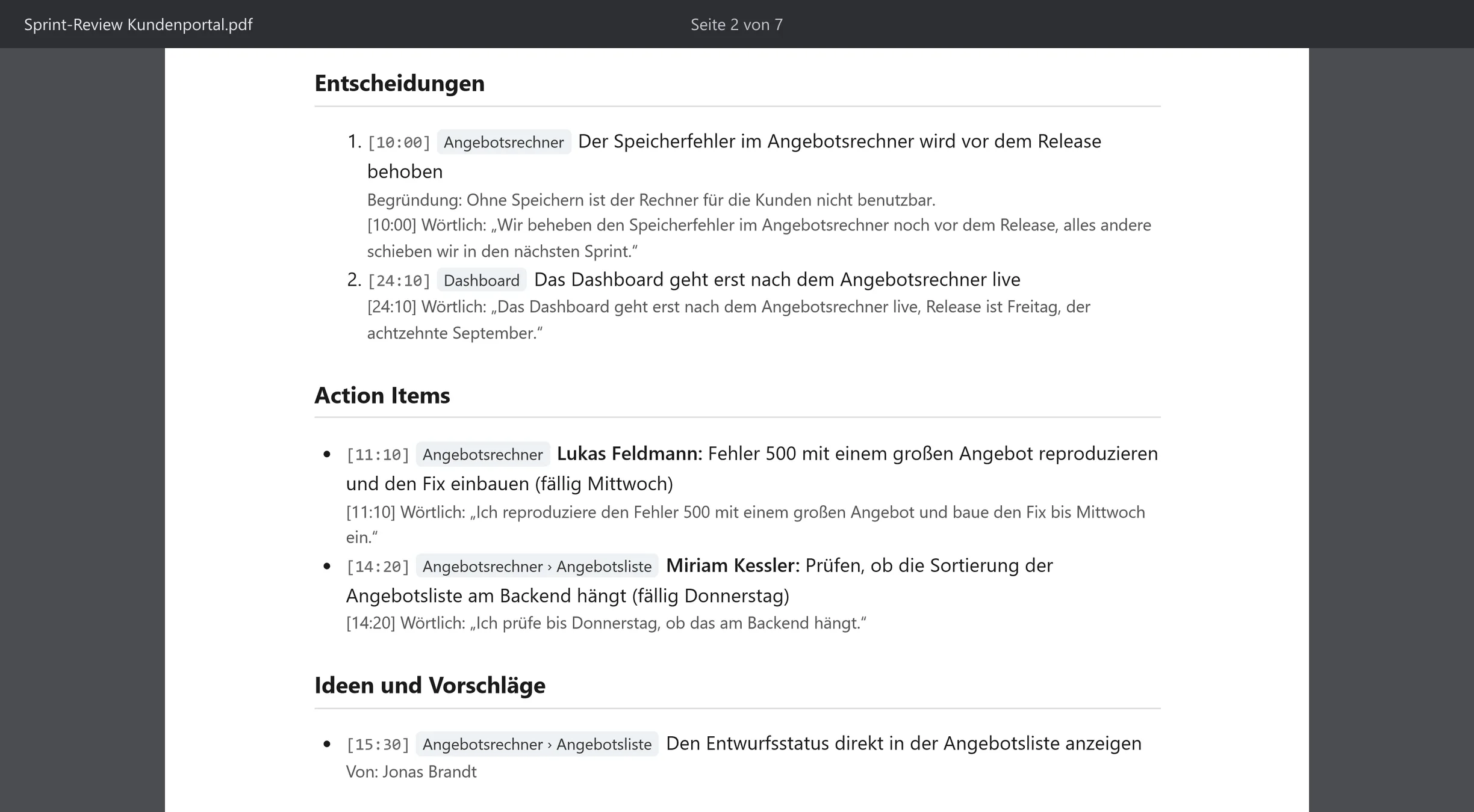 Export als PDF, Word & Markdown: Screenshot 3