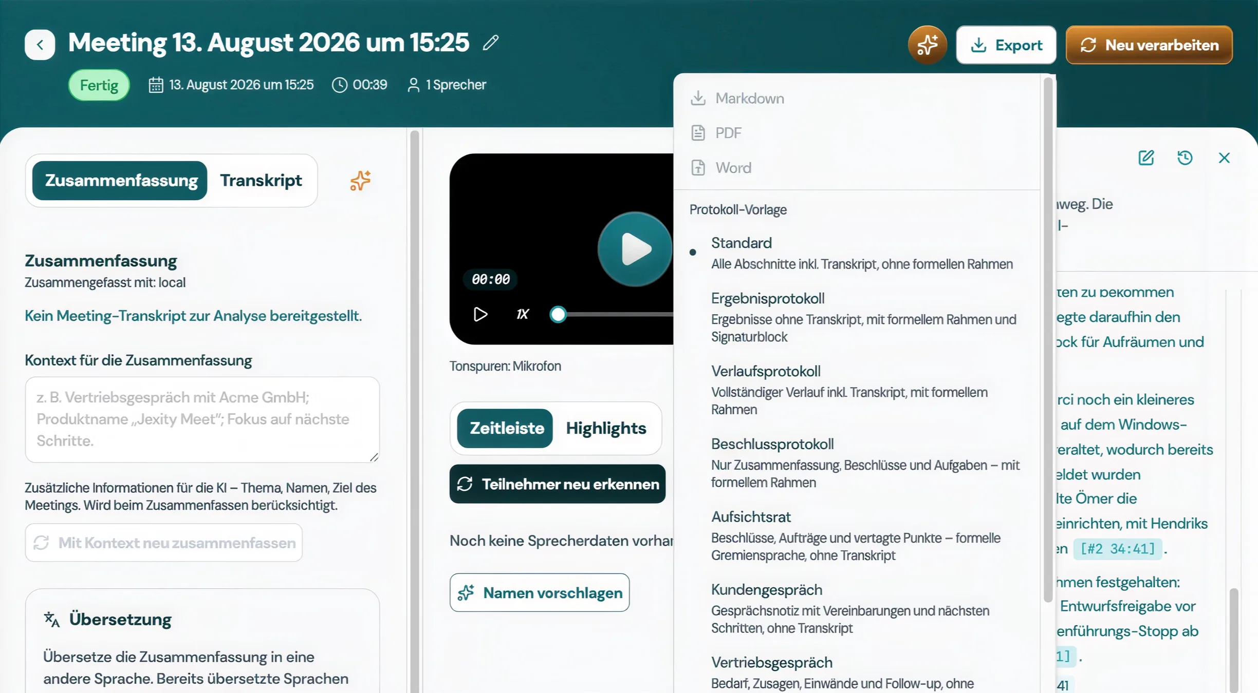 Export als Markdown & PDF — Screenshot 3