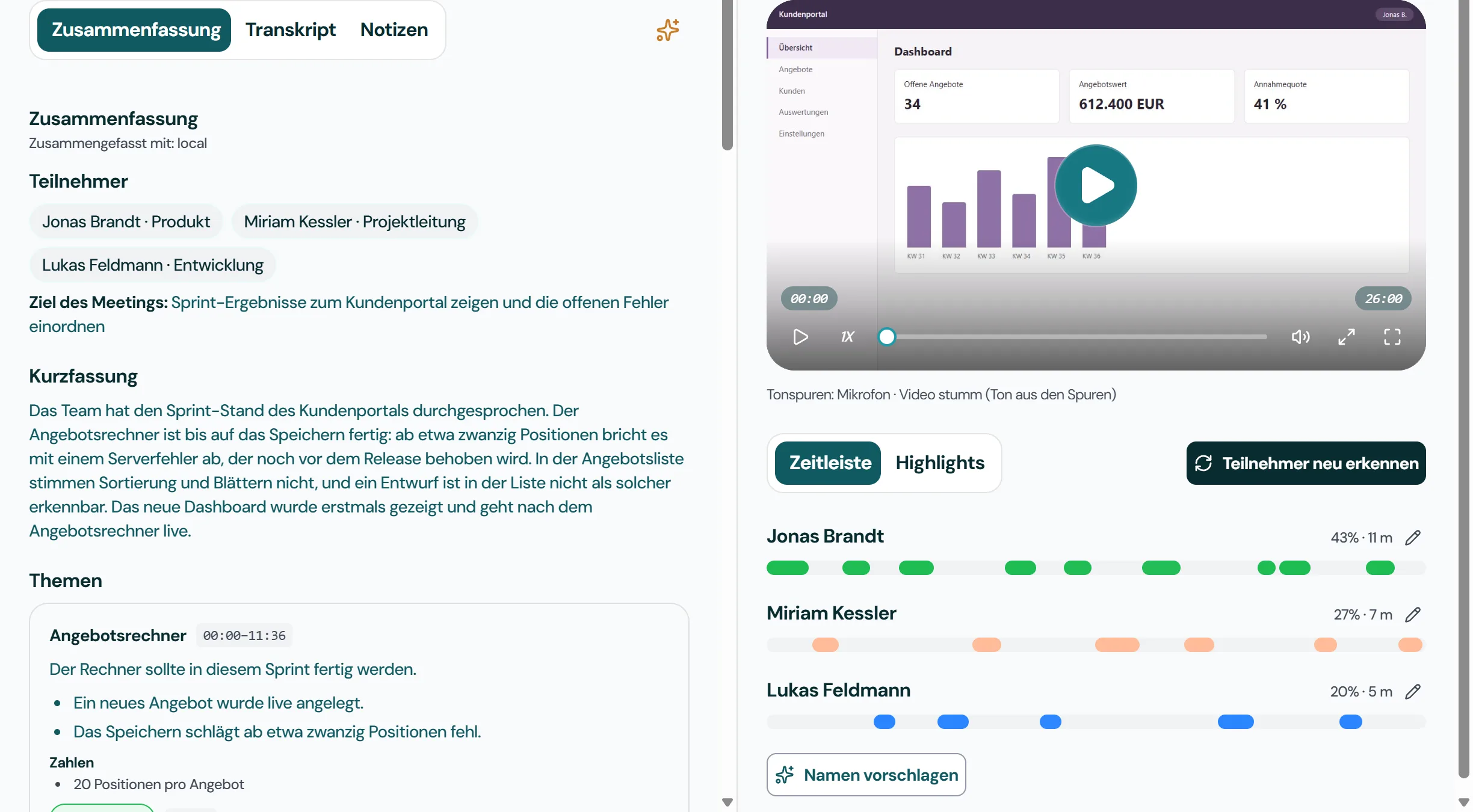 Strukturierte Protokolle: Screenshot 1