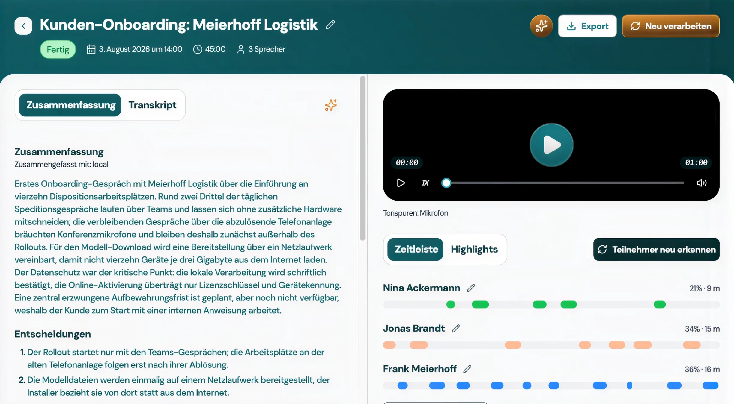 Strukturierte Protokolle — Screenshot 1