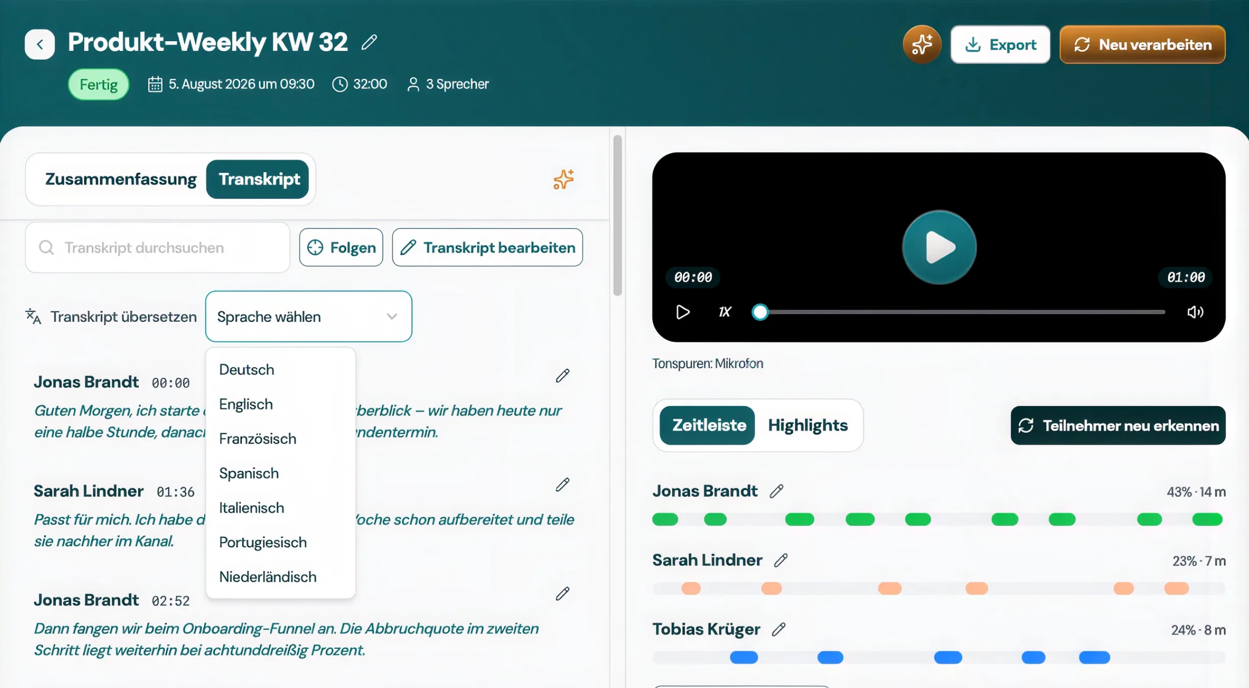 Präzise Transkription — Screenshot 1