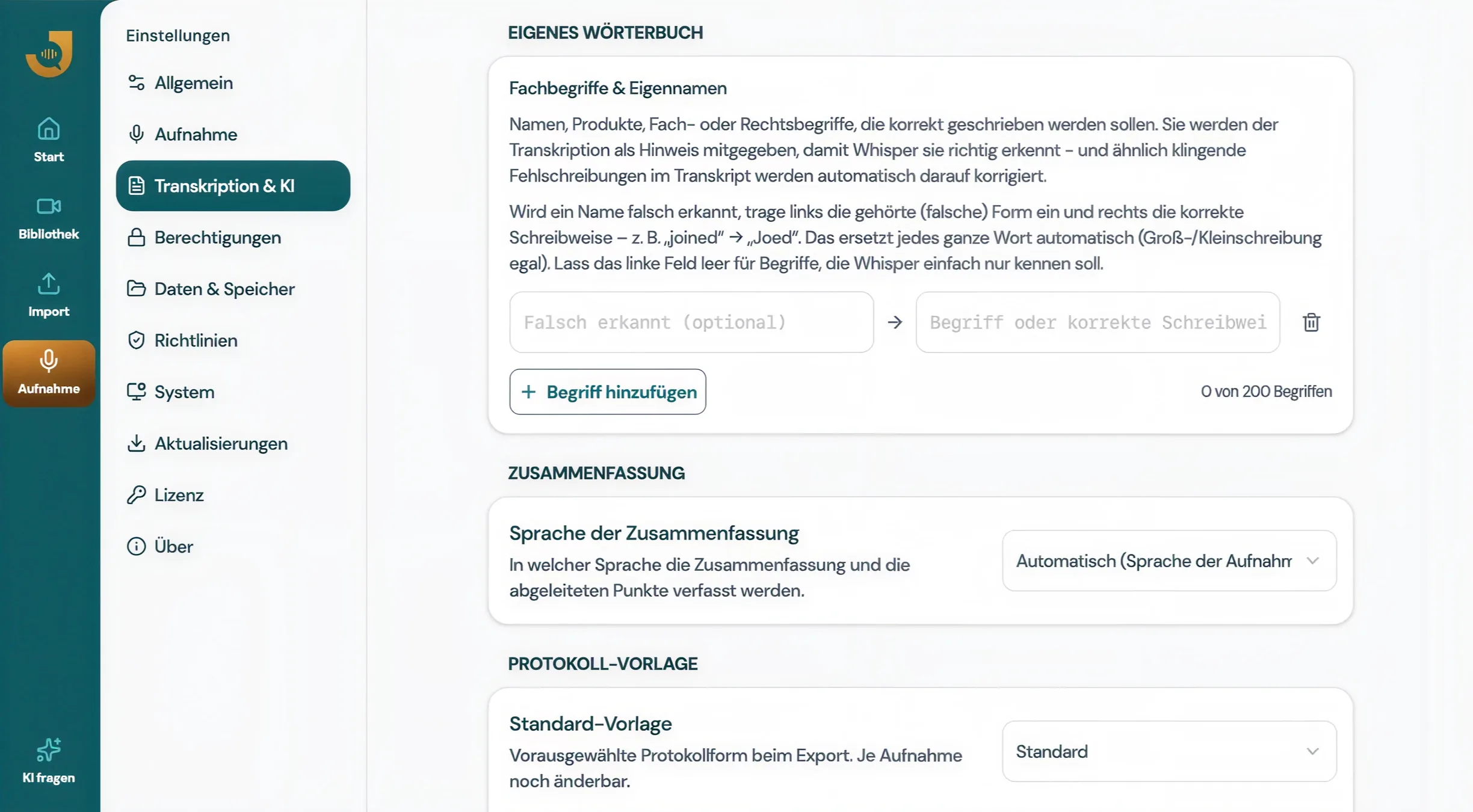 Präzise Transkription — Screenshot 2