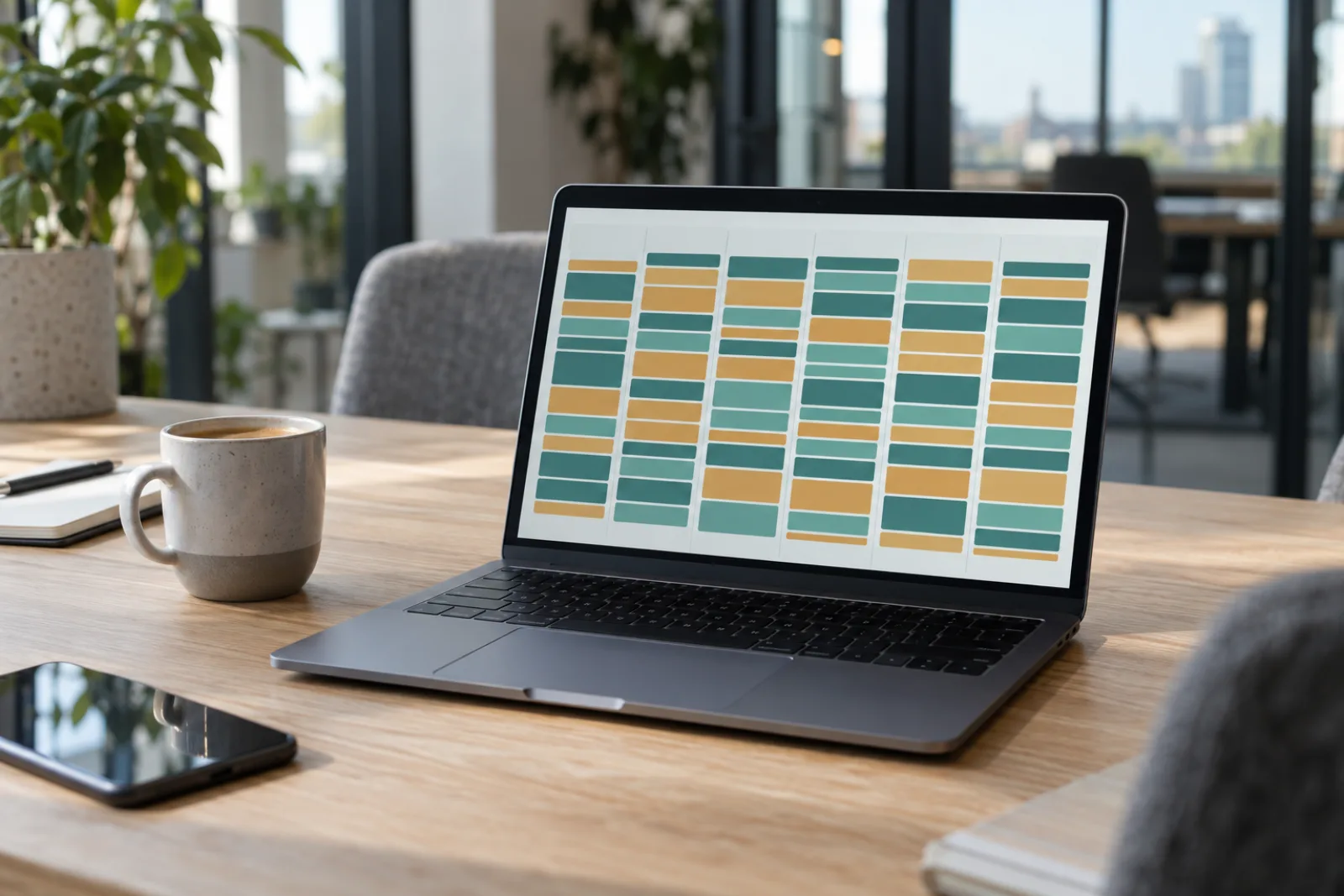 Kalenderwoche in einem Team-Kalender, dicht gefüllt mit wiederkehrenden Serienterminen